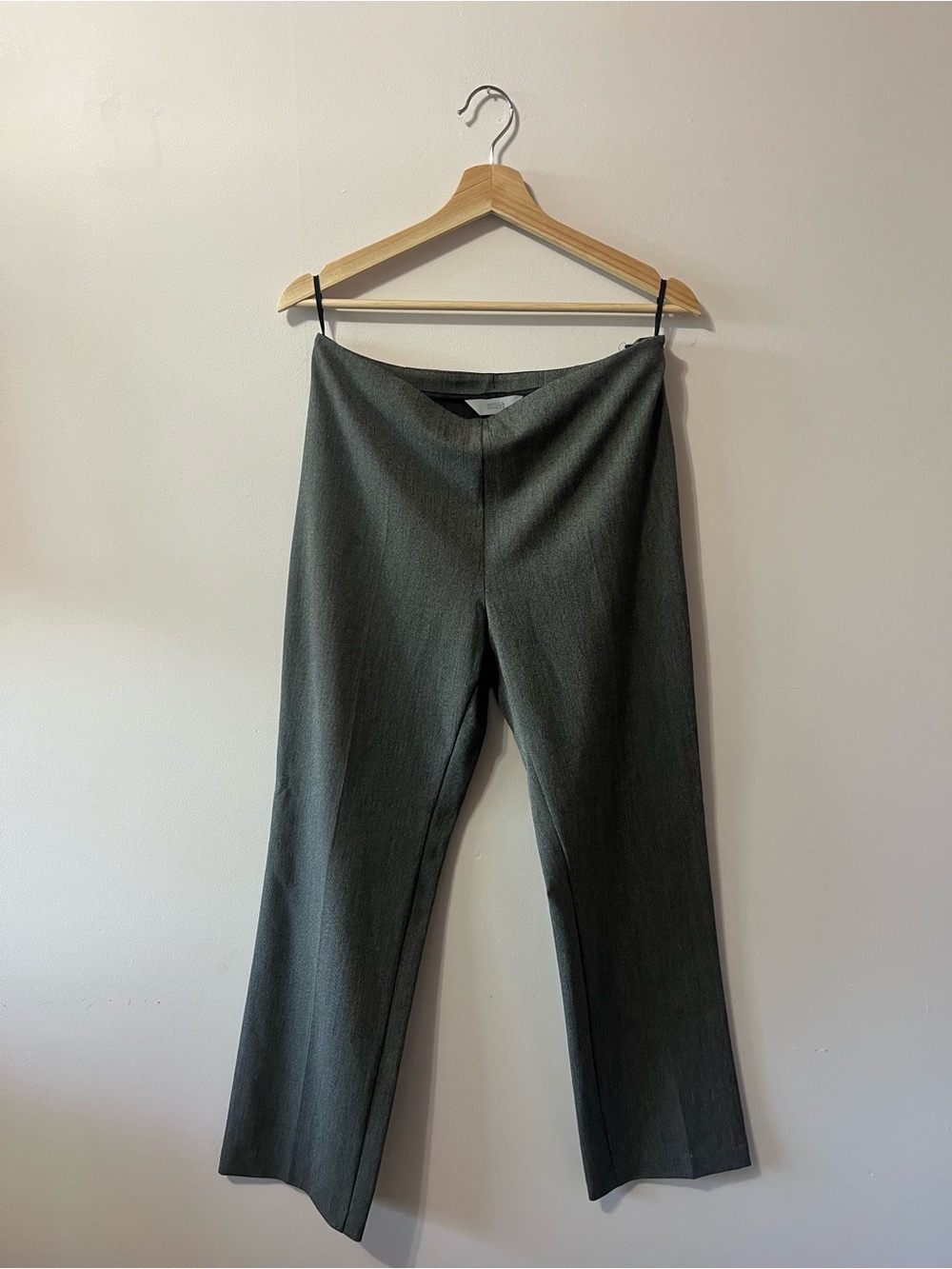 Dark Gray Straight-Leg Cigarette Dress Pants